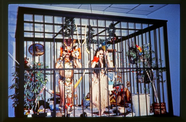 “Detail of Coco Fusco und Guillermo Gómez-Peña, The Year of the White Bear, 1992, Biennale of Sydney”