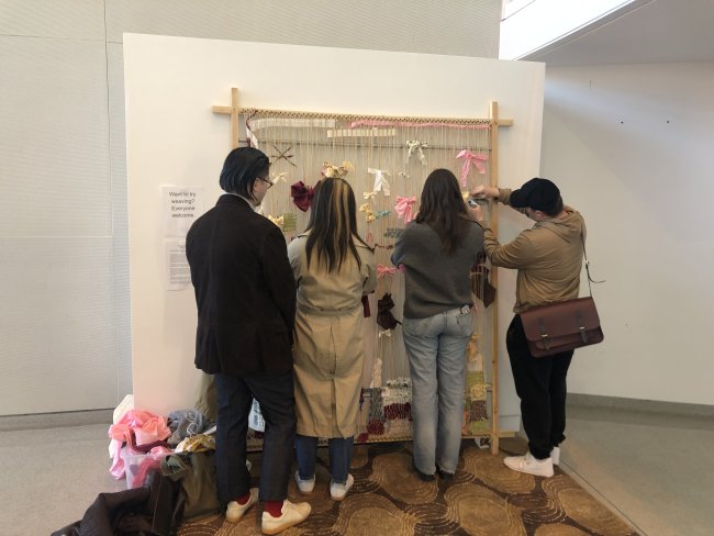 Student at exhibition