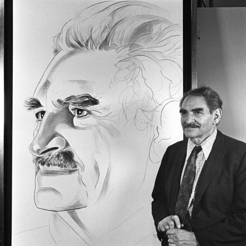 Harold Rosenberg and Portrait; University of Chicago Library, Special Collections apf1-07225